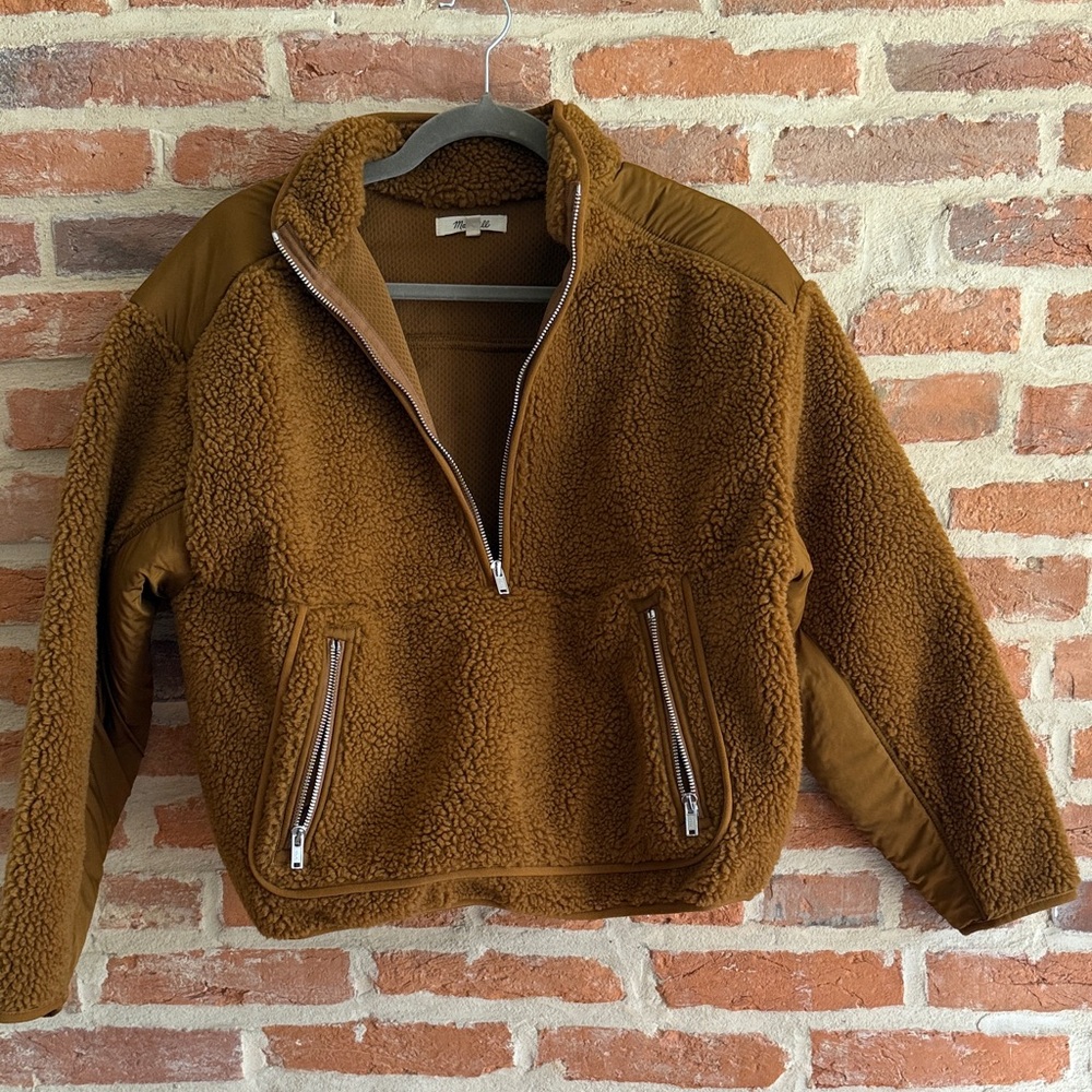 Madewell cognac Sherpa Pullover
